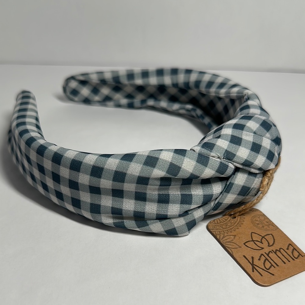 Karma Headband Grey Gingham - 1054